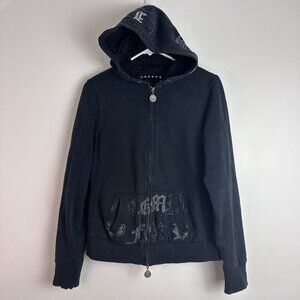 Fox Racing Hoodie Mens Med Black Sherpa Lined‎ Full Zip Skater Baggy Y2K Jacket